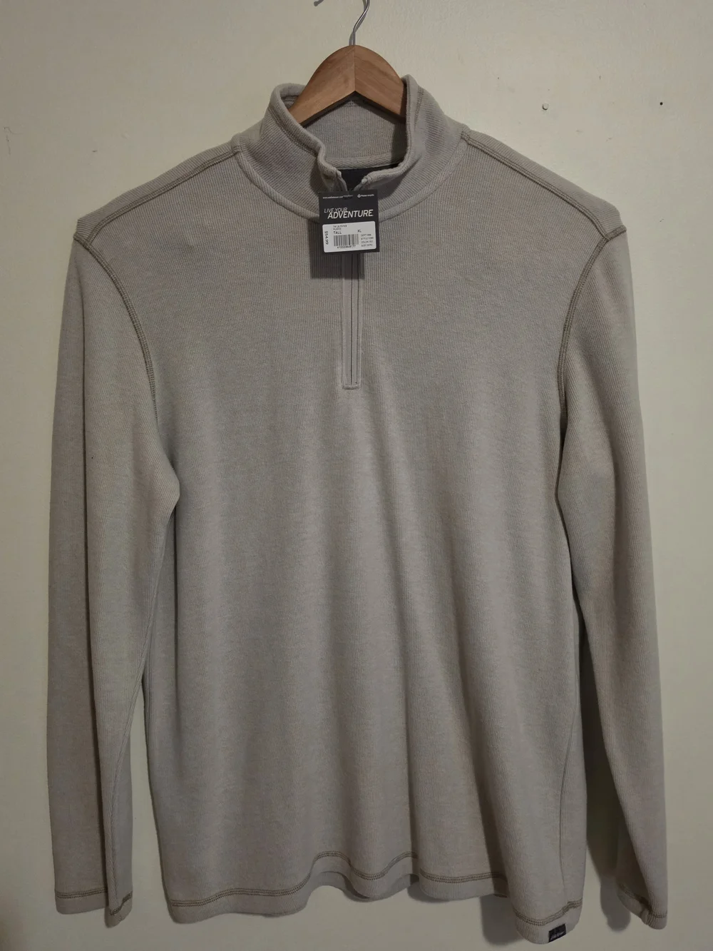 Eddie Bauer Men's Quarter-Zip Pullover Sweater - Light‎ Taupe